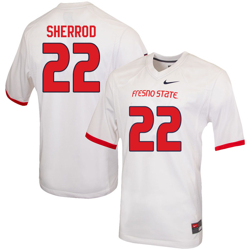 Men #22 Malik Sherrod Fresno State Bulldogs College Football Jerseys Sale-White